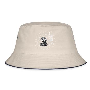 Waschbär Schnee /raccoon snowflakes Weihnachten - Bucket Hat - Natur/Navy - Vorne
