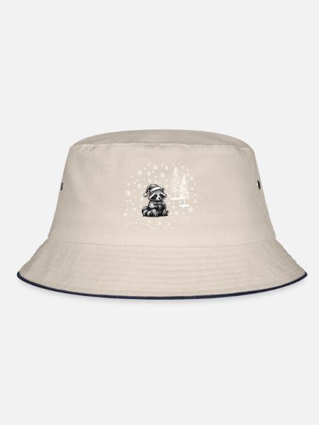Waschbär Schnee /raccoon snowflakes Weihnachten - Bucket Hat - Natur/Navy