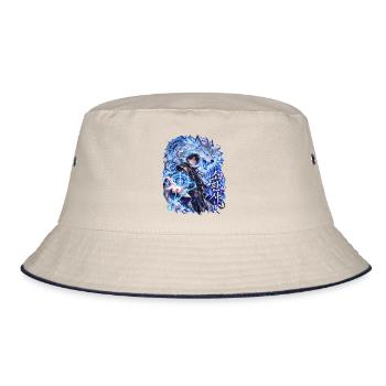 Eiswolf-Magier mit magischem Kreis - Bucket Hat - Natur/Navy - Vorne