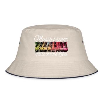 Klavier Musik bringt Farbe ins Leben – Pianist - Bucket Hat - Natur/Navy - Vorne
