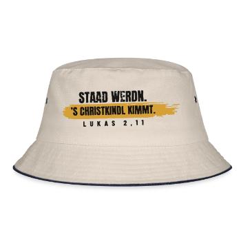 Staad werdn – 's Christkindl kimmt - Bucket Hat - Natur/Navy - Vorne