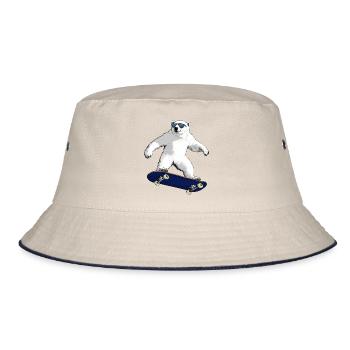 Skateboarder Eisbär - Bucket Hat - Natur/Navy - Vorne
