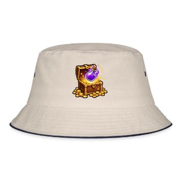 Schatztruhe Pixel Art Trank Zaubertrank T-Shirt - Bucket Hat - Natur/Navy - Vorne