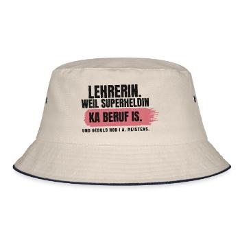 Lehrerin – weil Superheldin ka Beruf is - Bucket Hat - Natur/Navy - Vorne