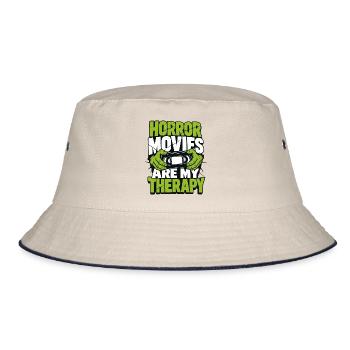 Horrorfilme – Horror Movies Are My Therapy - Bucket Hat - Natur/Navy - Vorne