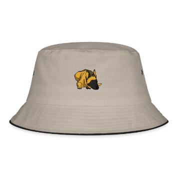 Wachsamer Malinois Gebrauchshund - Bucket Hat - Khaki/Schwarz - Vorne