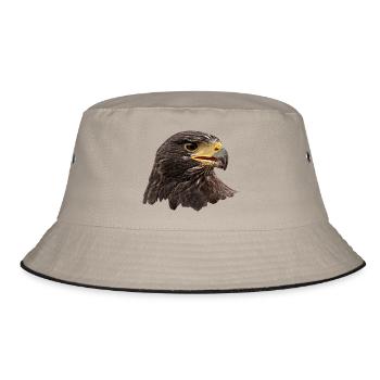 Adler, Falke, Greifvogel aus Falknerei, braun - Bucket Hat - Khaki/Schwarz - Vorne