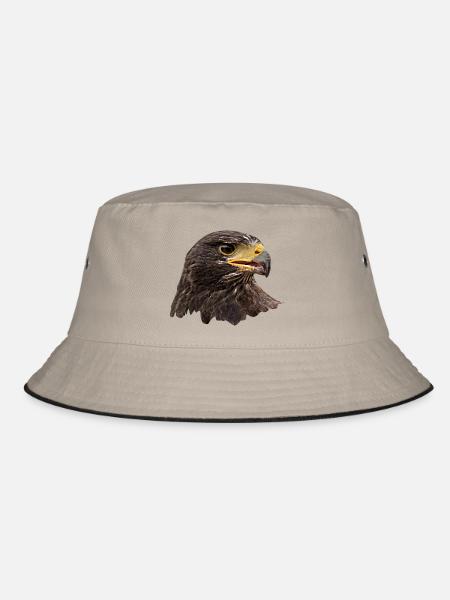 Eagle, Falcon, Falconry Bird of Prey, Brown - Bucket Hat - khaki/black