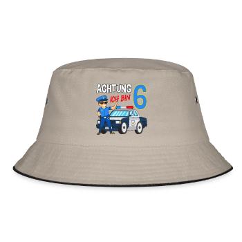 6. Geburtstag Polizei Auto 6 Jahre alt Polizist - Bucket Hat - Khaki/Schwarz - Vorne
