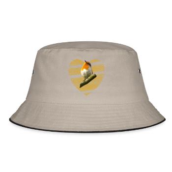 Rotkehlchen Singvogel süßer Vogel - Bucket Hat - Khaki/Schwarz - Vorne