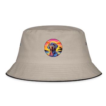Deutsche Bracke Hunderasse Bunte Karikatur Waterco - Bucket Hat - Khaki/Schwarz - Vorne