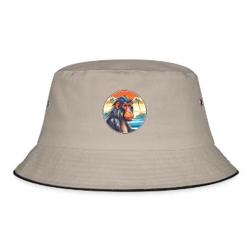 Mandrill Aquarell Cartoon Kawaii Clipart Tier - Bucket Hat - Khaki/Schwarz - Vorne