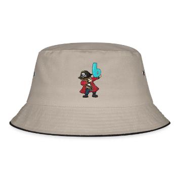 Wilder Piratenkapitän Geburtstag - Bucket Hat - Khaki/Schwarz - Vorne