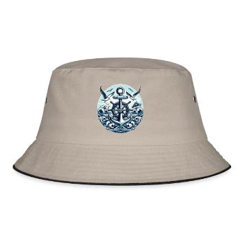 Anchor Steering Wheel Logo - Bucket Hat - khaki/black - Front