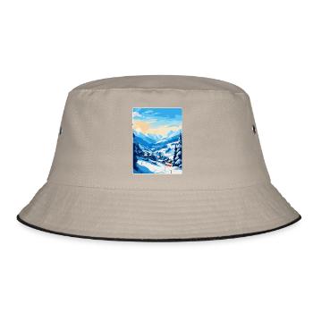Saalbach Austria Vintage Travel Poster Souvenir - Bucket Hat - khaki/black - Front