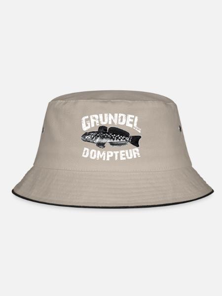 Grundeln fischen angeln - Bucket Hat - Khaki/Schwarz - Vorne