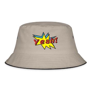 yeah comic - Bucket Hat - Khaki/Schwarz - Vorne