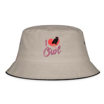 Wachsame Waldohreule Nachtjagd - Bucket Hat - Khaki/Schwarz - Vorne