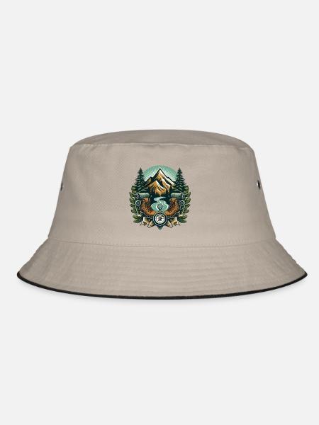 Hiking Logo - Bucket Hat - khaki/black