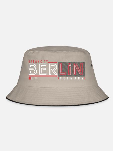 Berliner Urban City Style Fan Reise Streetwear - Bucket Hat - Khaki/Schwarz