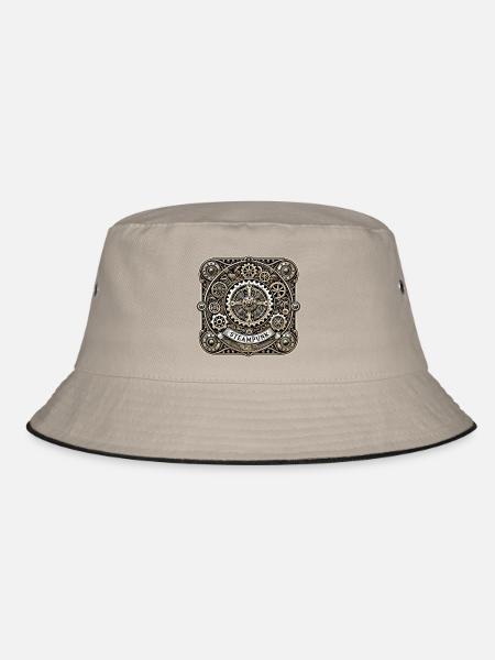 Steampunk Logo - Bucket Hat - khaki/black