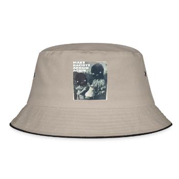 Make racists afraid again Fuck Nazis Rassismus FCK - Bucket Hat - Khaki/Schwarz - Vorne