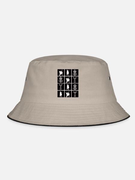 checker Camargue gardianer Dreizackkreuz - Bucket Hat - Khaki/Schwarz