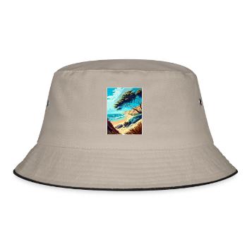 Carpinteria Bluffs Kalifornien Reiseposter - Bucket Hat - Khaki/Schwarz - Vorne
