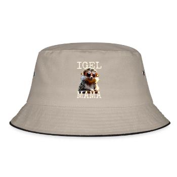 Igel Mama Mom Igelfrau Muttertag Igelmama Igel Mum - Bucket Hat - Khaki/Schwarz - Vorne