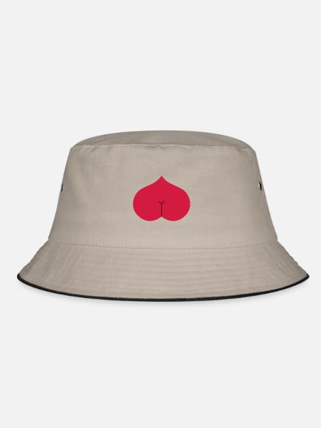 Arsch Herz Popo - Bucket Hat - Khaki/Schwarz