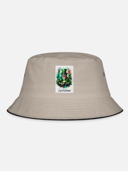 Leprechaun - Kleines Volk - Aquarell und Fee - Bucket Hat - Khaki/Schwarz