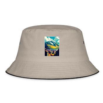 Grenoble Frankreich Vintage Reiseposter WPA Souvenir - Bucket Hat - Khaki/Schwarz - Vorne