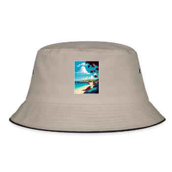 Mornington Halbinsel Australien Reiseposter - Bucket Hat - Khaki/Schwarz - Vorne