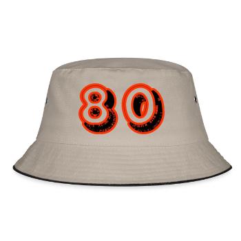 80. 80 JAHRE. 80-JÄHRIGES JUBILÄUM. 80. GEBURTSTAG. - Bucket Hat - Khaki/Schwarz - Vorne