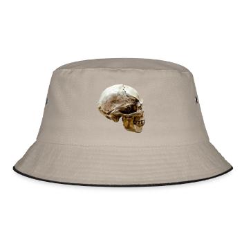 Totenschädel – Totenkopf - Bucket Hat - Khaki/Schwarz - Vorne