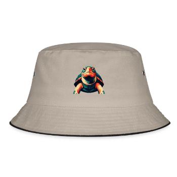 Turtle Cartoon Character Colorful Pet Animal - Bucket Hat - khaki/black - Front