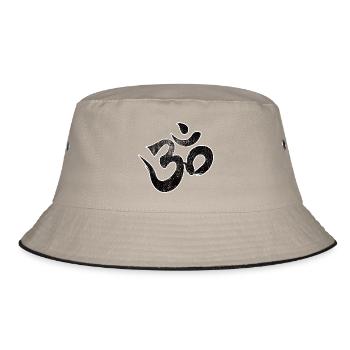 Om Goa Hindu Hinduismus T Shirt Shirt - Bucket Hat - Khaki/Schwarz - Vorne