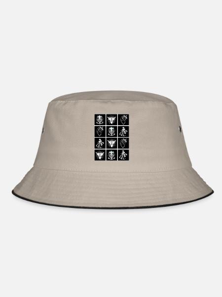 karierte Camargue-Frau - Bucket Hat - Khaki/Schwarz