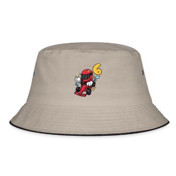 Flinker Kartpilot Geburtstagsparty - Bucket Hat - Khaki/Schwarz - Vorne