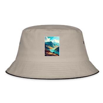 Brienzer Rothorn Schweiz Vintage Reiseposter - Bucket Hat - Khaki/Schwarz - Vorne