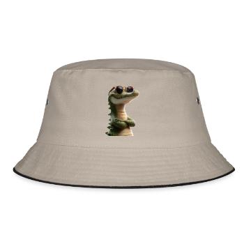 Krokodil Alligator Reptilien Kroko Liebe Krokodile - Bucket Hat - Khaki/Schwarz - Vorne