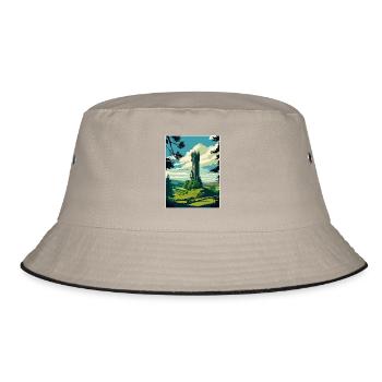 Wallace Monument Schottland Vintage Reiseposter - Bucket Hat - Khaki/Schwarz - Vorne