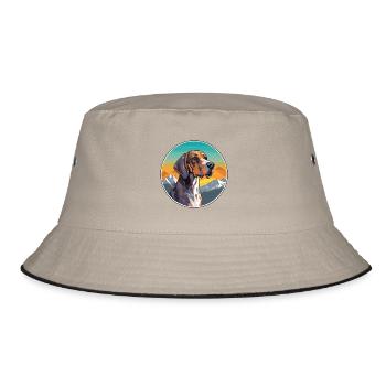 Plott Hund Hund Rasse Cartoon Kawaii Aquarell - Bucket Hat - Khaki/Schwarz - Vorne