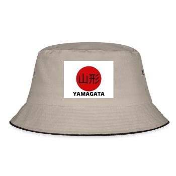 Yamagata Japan in Kanji - Bucket Hat - khaki/black - Front