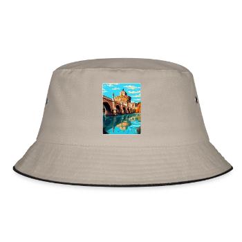 St. Angelo Brücke Italien Vintage Reiseplakat WPA - Bucket Hat - Khaki/Schwarz - Vorne