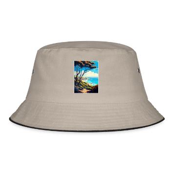 Carpinteria Bluffs Kalifornien Reiseposter - Bucket Hat - Khaki/Schwarz - Vorne