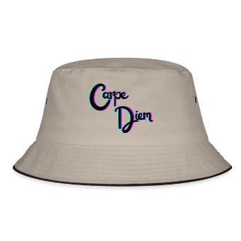 Nutze den Tag - Bucket Hat - Khaki/Schwarz - Vorne