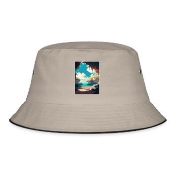 Yucantan Halbinsel Dekoration Reiseposter - Bucket Hat - Khaki/Schwarz - Vorne