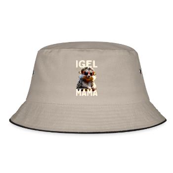Igel Mama Mom Igelfrau Muttertag Igelmama Igel Mum - Bucket Hat - Khaki/Schwarz - Vorne