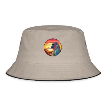 Mandrill Buntes Aquarell Cartoon Kawaii Tier - Bucket Hat - Khaki/Schwarz - Vorne